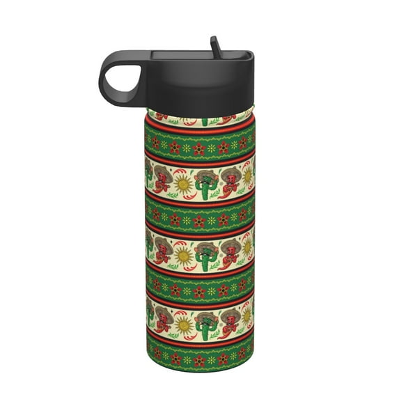 Lsque Vintage Mexican Pattern 18oz Sports Insulated Kettle With Straw Insulated Water Bottle Insulated Tumbler For Men Womans Sports Insulated Kettle