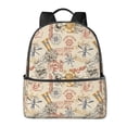 thumbnail image 1 of Lsque Vintage Nautical Pattern Backpack – School Travel Canvas Daypack with Ergonomic Padded Straps, Multiple Compartments & Leather Handle, 1 of 5