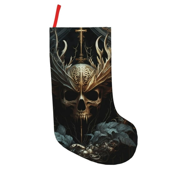 Lsque Vintage Ornate Skull Pattern 18 Inch Christmas Stockings, Festive Holiday Stocking for Christmas Decorations Holiday Decor