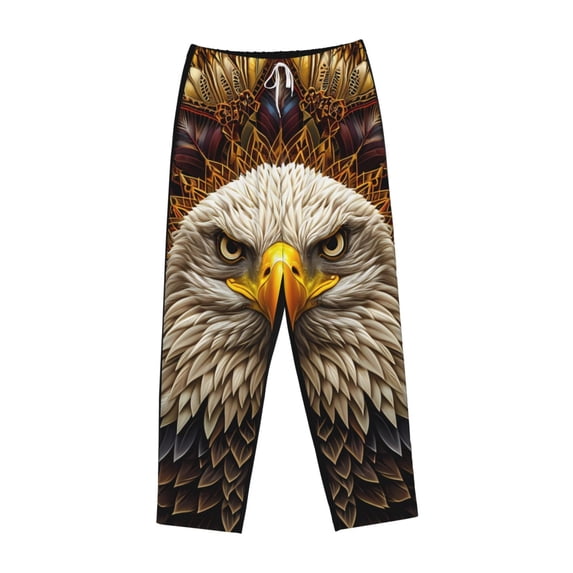 Lsque Vintage Pattern Bald Eagle Print Women's Pajama Pants, Lounge Pant - Comfortable Home Wear,Elastic Waistband, Stylish Design-Large