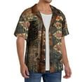 thumbnail image 1 of Lsque Vintage Poker Chips print Men's Cuban Collar Short Sleeve Shirt Summer Beachwear Casual Button Down Fashionable Vacation Leisure Shirt-X-Large, 1 of 7