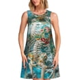 thumbnail image 1 of Lsque Vintage Print Island Skull Pattern Summer Dresses for Women – Sleeveless T-Shirt Swing Sundress, Perfect for the Beach and Casual Days, 1 of 7