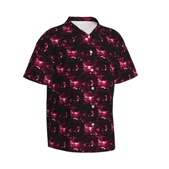 Lsque Vintage Psychedelic pattern Hawaiian Shirt for Men, Unisex Summer Beach Casual Short Sleeve Button Down Shirts-3X-Large