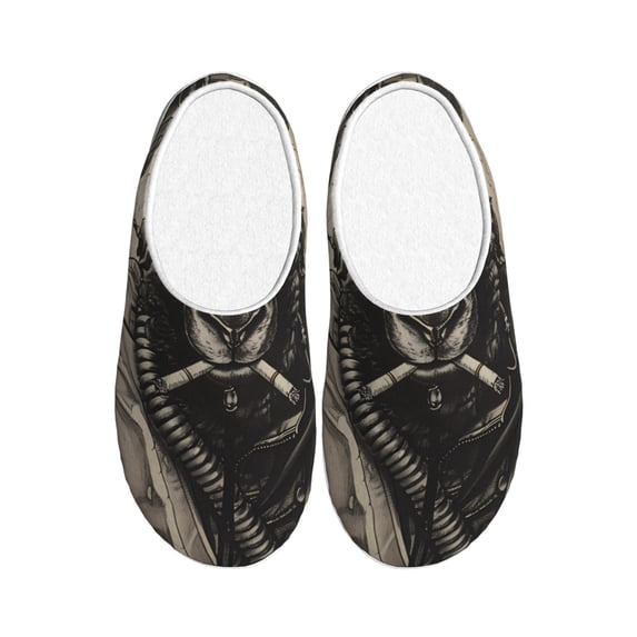 Lsque Vintage Ram Pilot Pattern Womens Comfort Cotton on Scuff With Memory Foam and Anti-skid Sole Slipper-39/40