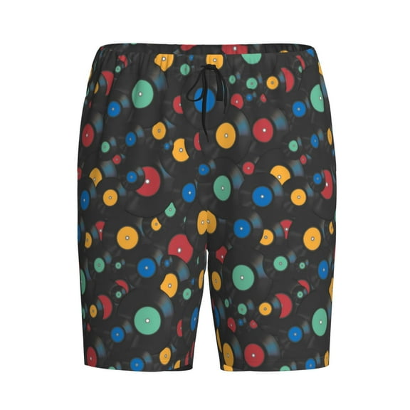 Lsque Vintage Records Mens Sleep Pajama Shorts,Short Pajama Pants, Cotton Ultra-Soft Knit-Large