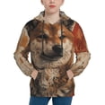 thumbnail image 1 of Lsque Vintage Shiba Inu Art Patten Youth Hoodie Sweatshirt Pullover with Kangaroo Pocket Boys and Girls Hoodie Warm Hoodie for Kids-Large, 1 of 6