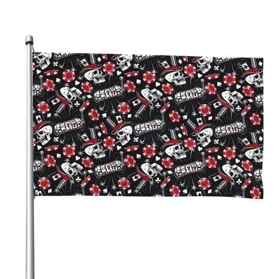 Lsque Vintage Skull Casino Pattern Flag,Vintage Skull Casino Printed Garden Flag 48 x 72 in - Double Sided Small Flags for Yard
