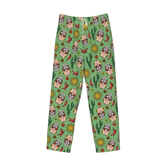 Lsque Vintage Sugar Skull Print Men's Pajama Pants, Lounge Pant - Comfortable Home Wear,Elastic Waistband, Stylish Design-Small