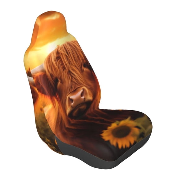 Lsque Vintage Sunflower Cow B Pattern Car Seat Covers for Front Seats , Waterproof Seat Covers for Cars, Sporty Front Seat Covers,Car Seat Cover Protector Front Seats