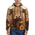 thumbnail image 1 of Lsque Vintage Sunflower Cow Pattern Casual Men's Hoodie,Hooded Sweatshirt with Kangaroo Pocket,Pullover Hoodie-Small, 1 of 7