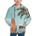 thumbnail image 1 of Lsque Vintage Surf Van Beach Patten Youth Hoodie Sweatshirt Pullover with Kangaroo Pocket Boys and Girls Hoodie Warm Hoodie for Kids-Small, 1 of 6