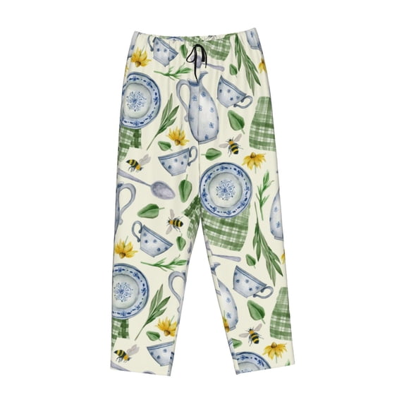 Lsque Vintage Utensils Print Women's Pajama Pants, Lounge Pant - Comfortable Home Wear,Elastic Waistband, Stylish Design-X-Large