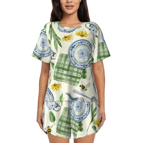 Lsque Vintage Utensils Women's Short-Sleeved Pajama Set - 2 Piece Soft and Lightweight Sleepwear Set-X-Large