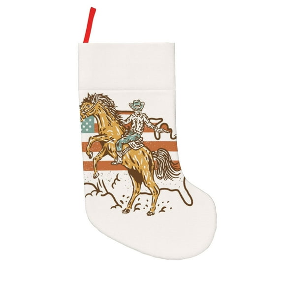 Lsque Vintage Wild West Cowboy Pattern 18 Inch Christmas Stockings, Festive Holiday Stocking for Christmas Decorations Holiday Decor