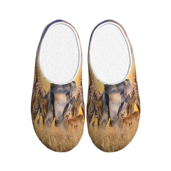 Lsque Vintage Wildlife Protection Pattern Womens Comfort Cotton on Scuff With Memory Foam and Anti-skid Sole Slipper-40/41