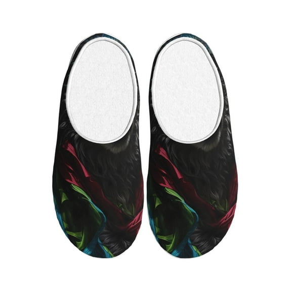 Lsque Vintage Wolf Warrior Pattern Womens Comfort Cotton on Scuff With Memory Foam and Anti-skid Sole Slipper-37/38