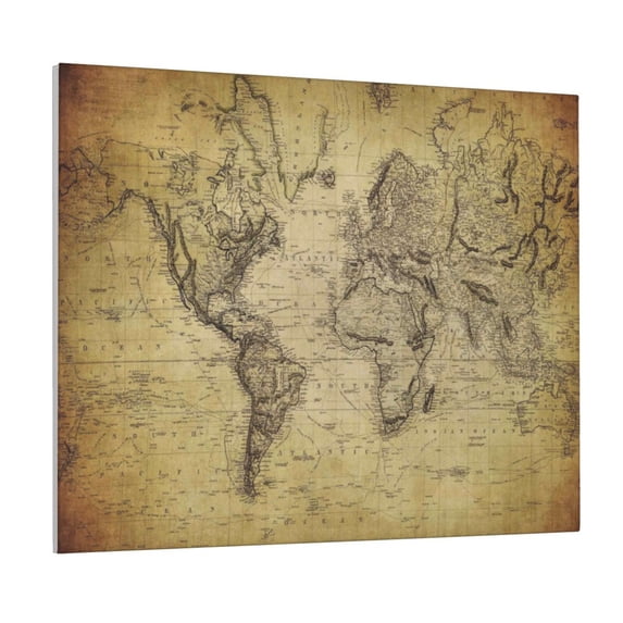 Lsque Vintage World Map Print Wall Art – Decorative Picture for Living Room, Bedroom, and Office (Horizontal)