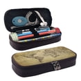 thumbnail image 1 of Lsque Vintage World Map Printed Big Capacity PU Leather Pencil Case Large Pencil Pouch Stationery Pen Bag Pencil Holder for Teen, 1 of 6
