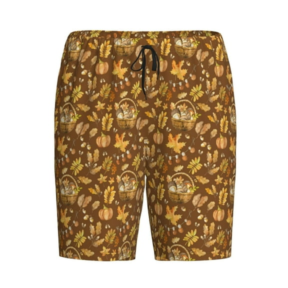 Lsque Vintage fall harvest basket Mens Sleep Pajama Shorts,Short Pajama Pants, Cotton Ultra-Soft Knit-XX-Large