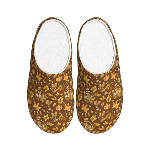 Lsque Vintage fall harvest basket Pattern Womens Comfort Cotton on Scuff With Memory Foam and Anti-skid Sole Slipper-44/45