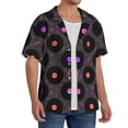 thumbnail image 1 of Lsque Vinyl Records Musical Notes print Men's Cuban Collar Short Sleeve Shirt Summer Beachwear Casual Button Down Fashionable Vacation Leisure Shirt-3X-Large, 1 of 7
