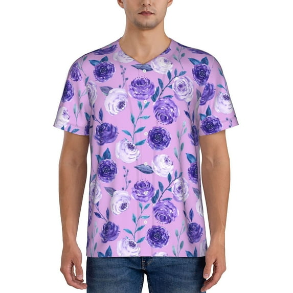 Lsque Violet Pattern Mens Polo Golf Shirts Funny Graphics Shorts Sleeve Button Shirts Baseball T-shirt-4X-Large