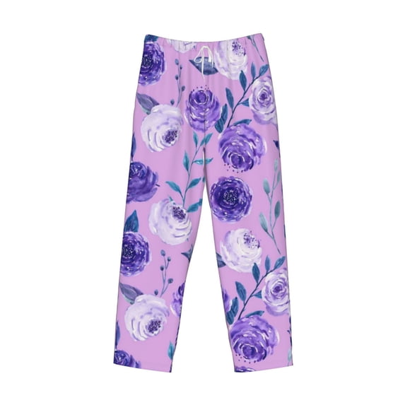 Lsque Violet Print Men's Pajama Pants, Lounge Pant - Comfortable Home Wear,Elastic Waistband, Stylish Design-Medium