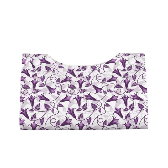Lsque Violets Flowers Printed Long Tissue Box Cover Holder, Facial Paper Organizer Dispenser,Triangle with Bottom Belt, PVC Leather Decorative Organizer