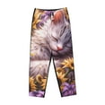 thumbnail image 1 of Lsque Warm Sunflower Sleeping Cat Print Women's Pajama Pants, Lounge Pant - Comfortable Home Wear,Elastic Waistband, Stylish Design-Large, 1 of 9