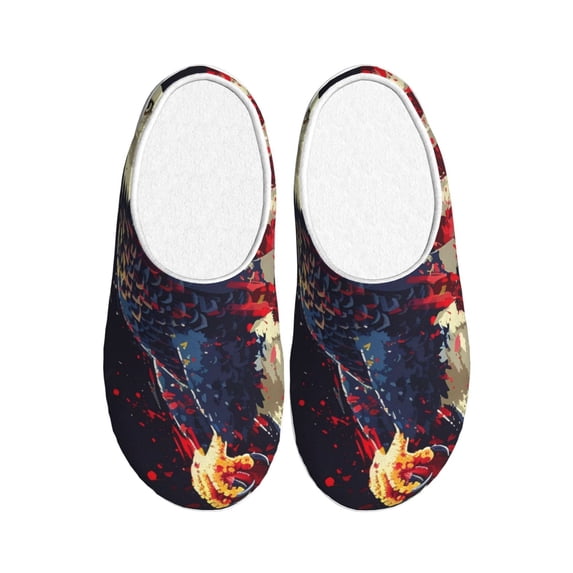 Lsque Watercolor Bald Eagle Pattern Womens Comfort Cotton on Scuff With Memory Foam and Anti-skid Sole Slipper-37/38