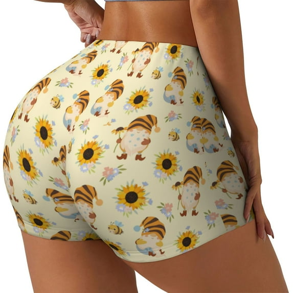 Lsque Watercolor Bee Honey Honeycomb Bee Pattern High Waisted Biker Shorts for Women-Tummy Control Fitness Athletic Workout Running Yoga Gym Shorts,Moisture-Wicking-XX-Large