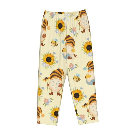Lsque Watercolor Bee Honey Honeycomb Bee Print Women's Pajama Pants, Lounge Pant - Comfortable Home Wear,Elastic Waistband, Stylish Design-X-Large