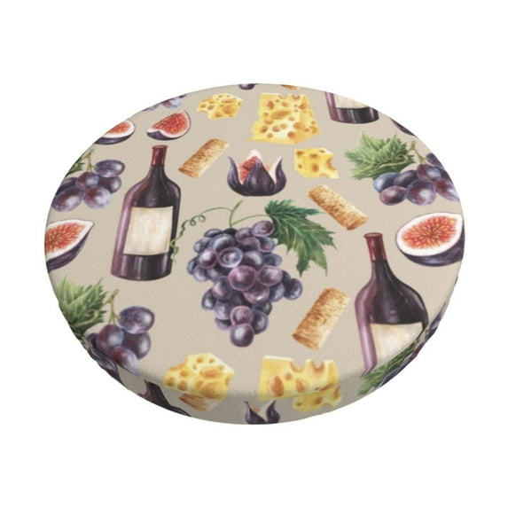 Lsque Watercolor Bottles And Glasses Pattern Round Bar chair cushion covers Velvet Fabric Premium Comfort Protects from Scratches and Stains for 14-17 Inch Chair-12 inch