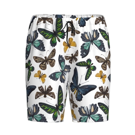 Lsque Watercolor Butterflies Mens Sleep Pajama Shorts,Short Pajama Pants, Cotton Ultra-Soft Knit-4X-Large