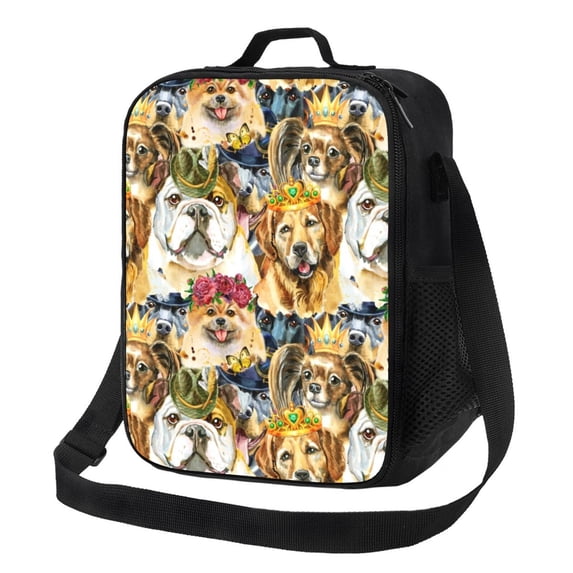 Lsque Watercolor Dogs Lunch Bag Lunch Box for Women Men Reusable Insulated Lunch Tote Bag,Leakproof Thermal Cooler Sack Food Handbags Case High Capacity