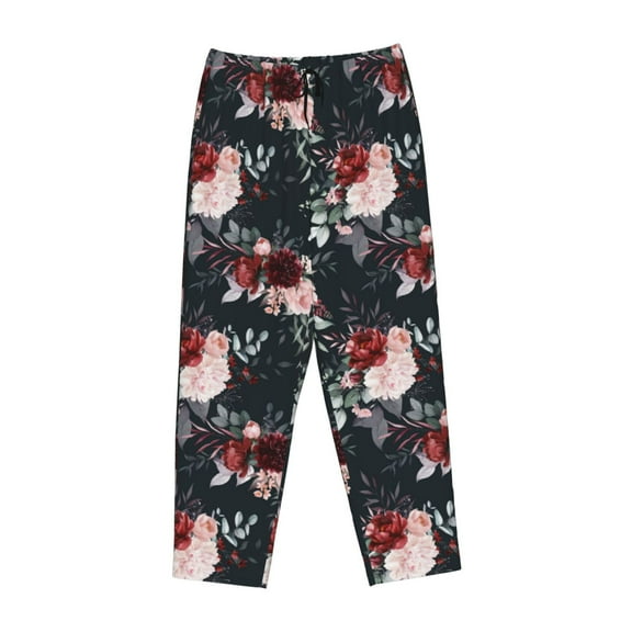 Lsque Watercolor Floral Print Women's Pajama Pants, Lounge Pant - Comfortable Home Wear,Elastic Waistband, Stylish Design-Medium