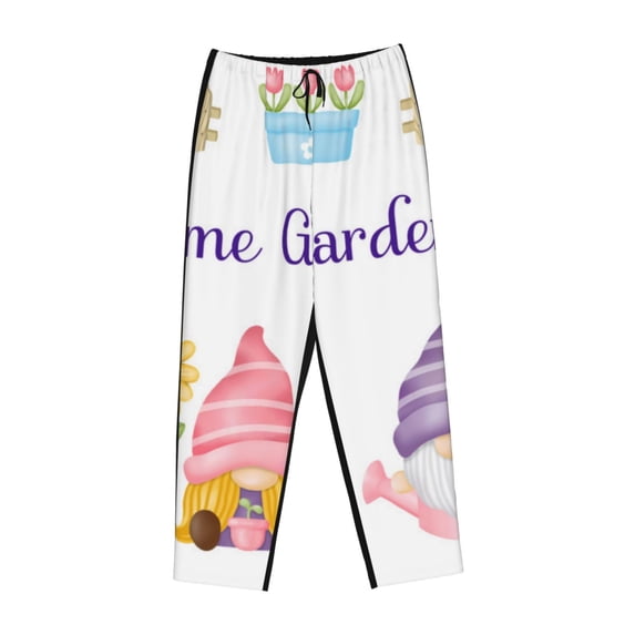 Lsque Watercolor Gnome Garden Print Women's Pajama Pants, Lounge Pant - Comfortable Home Wear,Elastic Waistband, Stylish Design-Large