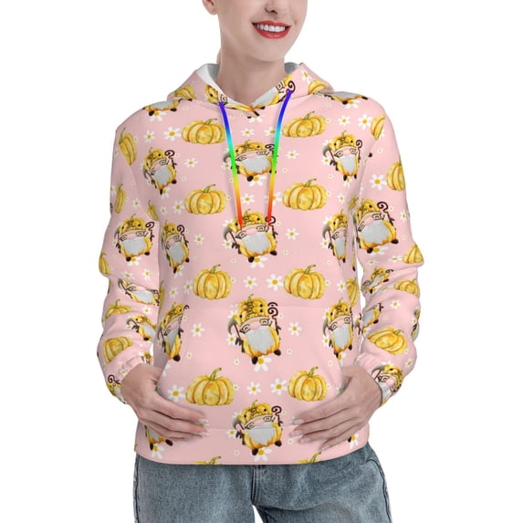 Lsque Watercolor Gnomes Pattern Casual Women's Hoodie,Hooded Sweatshirt with Kangaroo Pocket,Pullover Hoodie with Eye-catching Drawstrings-X-Large