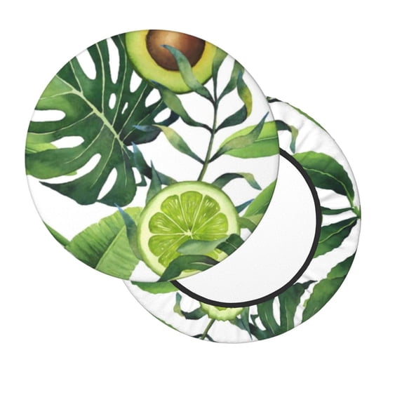 Lsque Watercolor Green Tropical Round Bar chair cushion covers Velvet Fabric Premium Comfort Protects from Scratches and Stains for 14-17 Inch Chair- 14 inch