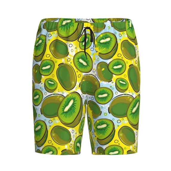 Lsque Watercolor Kiwi Fruits Summer Mens Sleep Pajama Shorts,Short Pajama Pants, Cotton Ultra-Soft Knit-4X-Large