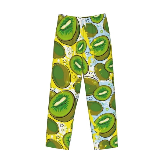 Lsque Watercolor Kiwi Fruits Summer Print Men's Pajama Pants, Lounge Pant - Comfortable Home Wear,Elastic Waistband, Stylish Design-Small