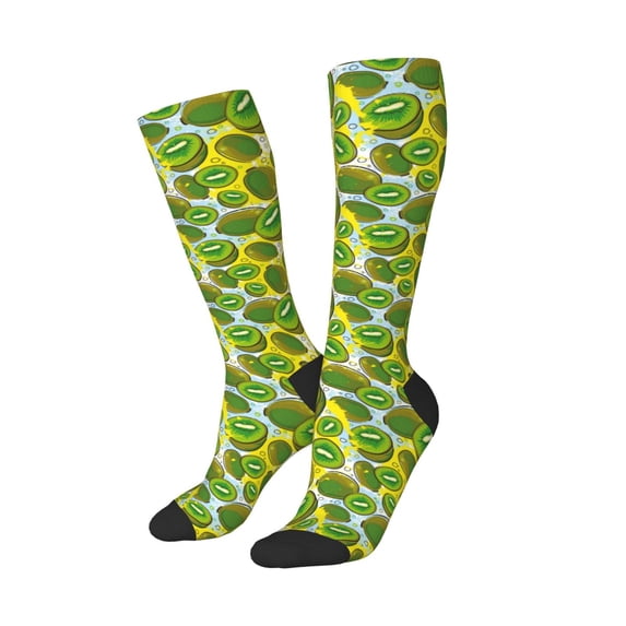 Lsque Watercolor Kiwi Fruits Summer Printed Crew Socks Men's Women's LightWeight Thin Casual Calf Socks ,Knee High Socks,Cotton Socks