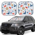 thumbnail image 1 of Lsque Watercolor Nautical 2 PCS Windshield Sun Shade | CarFoldable Window Covers | Car Accessories Reflect UV for Universal Cars SUV Truck | Large, 1 of 7