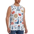 thumbnail image 1 of Lsque Watercolor Nautical Print Men's Cotton Blend Sleeveless Muscle Shirts (S-3XL)- Moisture Wicking, Odor Protection, UPF 30+,Large, 1 of 8