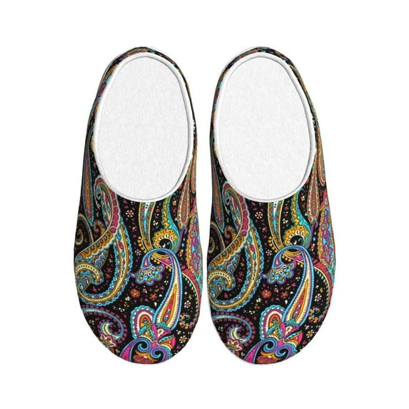 Lsque Watercolor Romantic Paisley Pattern Womens Comfort Cotton on Scuff With Memory Foam and Anti-skid Sole Slipper-39/40
