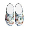 thumbnail image 1 of Lsque Watercolor Sailboat Pattern Womens Comfort Cotton on Scuff With Memory Foam and Anti-skid Sole Slipper-40/41, 1 of 7