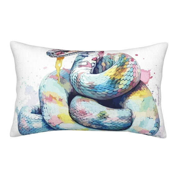 Lsque Watercolor Snake Pattern Pillow Case – Soft & Cozy Throw Pillow Cover, Hypoallergenic Cushion Case for Sleeping Women with Envelope Closure-20"x30"