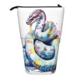 thumbnail image 1 of Lsque Watercolor Snake Pattern Telescopic Pencil Bag Pen Holder Stationery Case, Stand-up Retractable Transformer Bag Organizer, 1 of 6