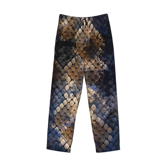 Lsque Watercolor Snake Skin Print Men's Pajama Pants, Lounge Pant - Comfortable Home Wear,Elastic Waistband, Stylish Design-Medium