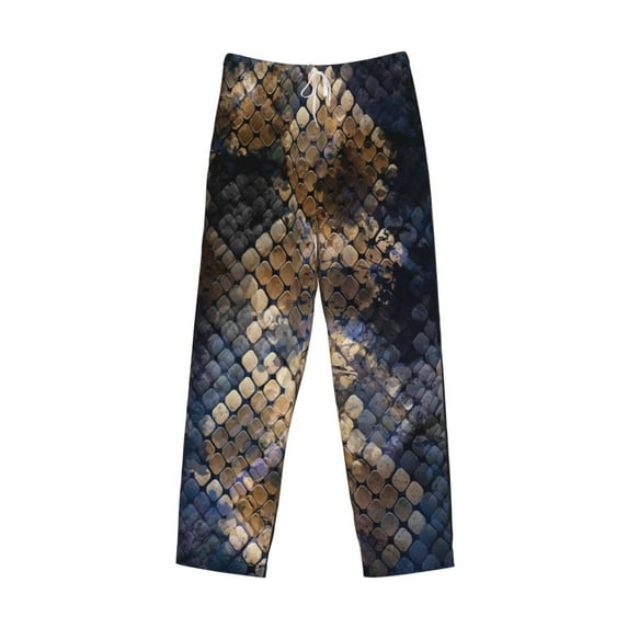 Lsque Watercolor Snake Skin Print Men's Pajama Pants, Lounge Pant - Comfortable Home Wear,Elastic Waistband, Stylish Design-Small
